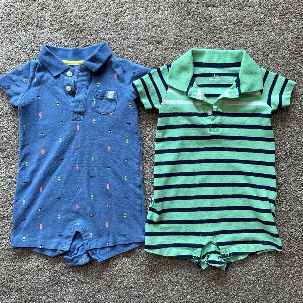Baby Boy collared rompers